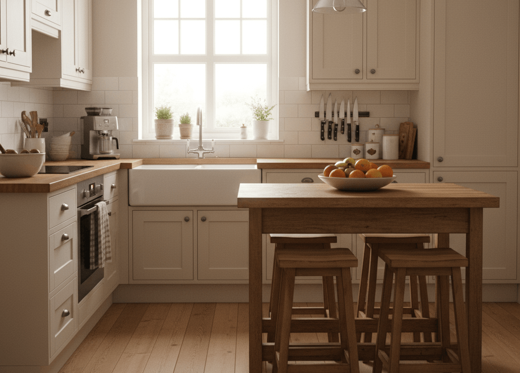 Küche mit Einkaufstüten